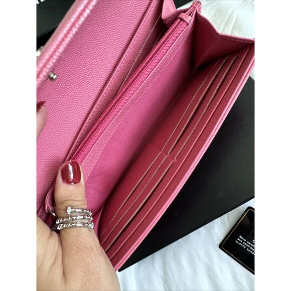 CHANEL Pink Caviar Leather Flap Wallet W/box - Picture 12 of 16